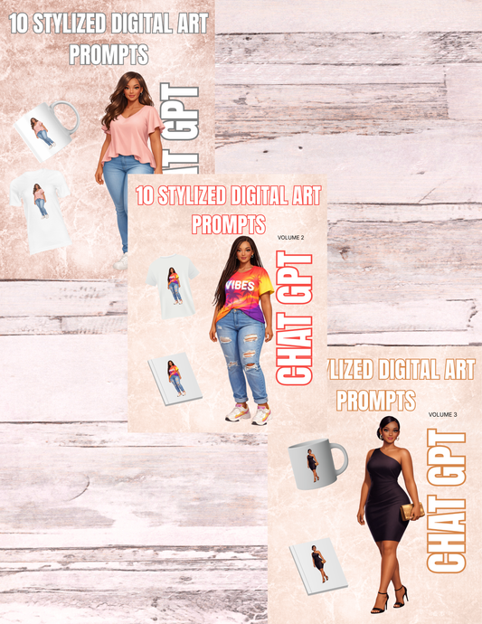 Stylized Full-Body Digital Art Prompt Pack (30 Looks) Vol 1, 2, 3