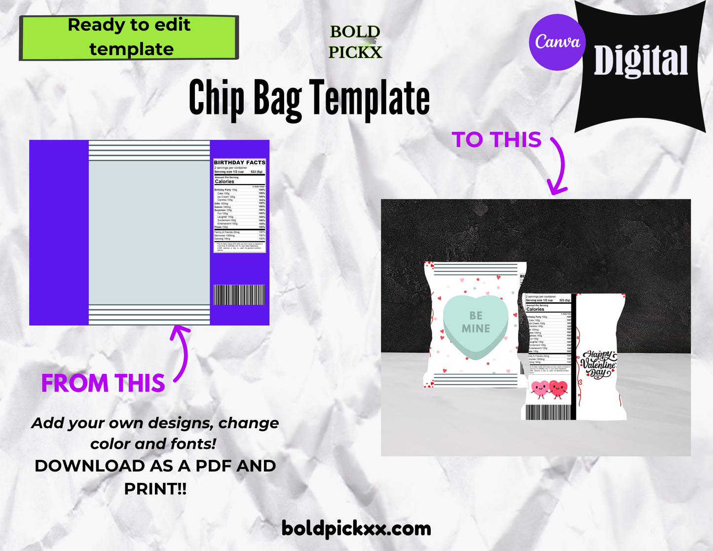 Chip Bag Template - Canva