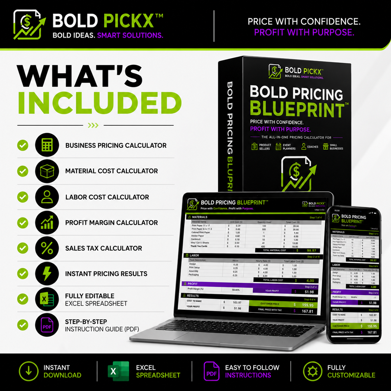 Bold Pricing Blueprint™ | Business Pricing Calculator & Profit Planning Toolkit (Excel)