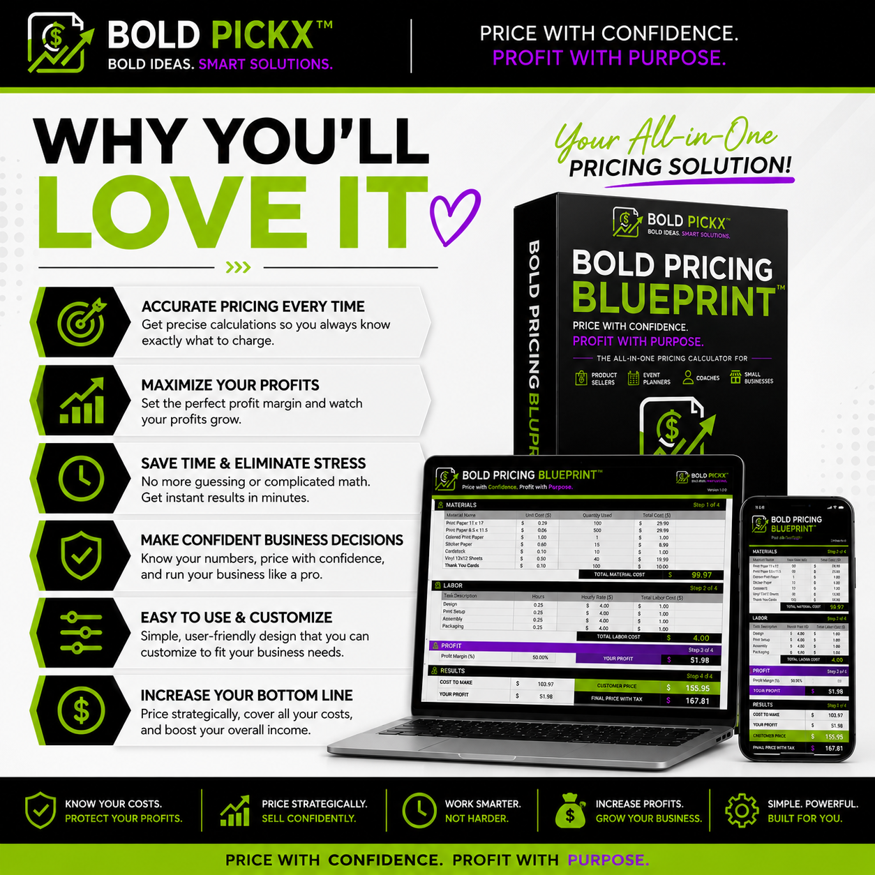 Bold Pricing Blueprint™ | Business Pricing Calculator & Profit Planning Toolkit (Excel)
