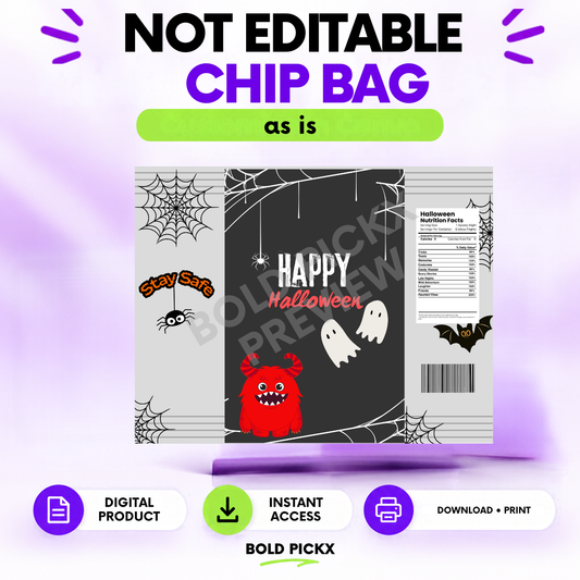 Halloween Chip Bag Design | Ready-to-Print Non-Editable Digital Download