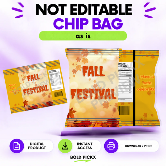 Fall Festival Chip Bag Design | Ready-to-Print Non-Editable Digital Download